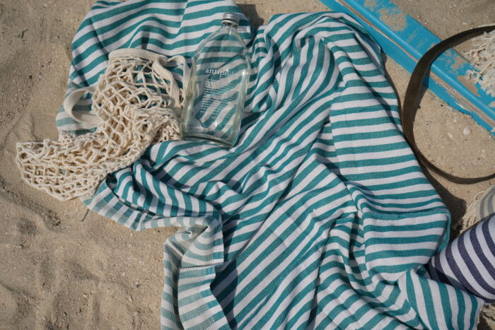 green striped beach towel